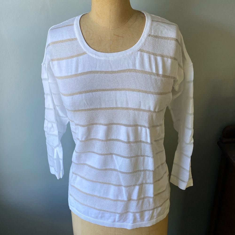 Bela NYC Cotton Opaque Stripe Summer Sweater Light